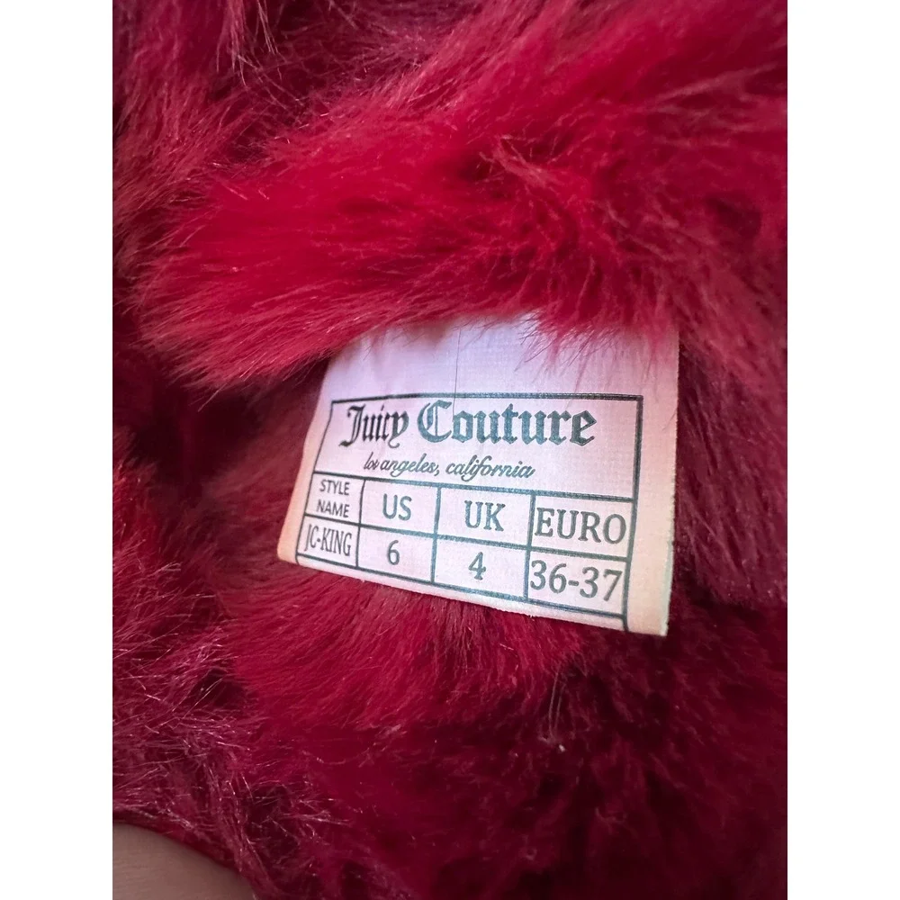 Juicy Couture JC-King Red Faux Fur Ribbon Bow Winter Boots Womens 6